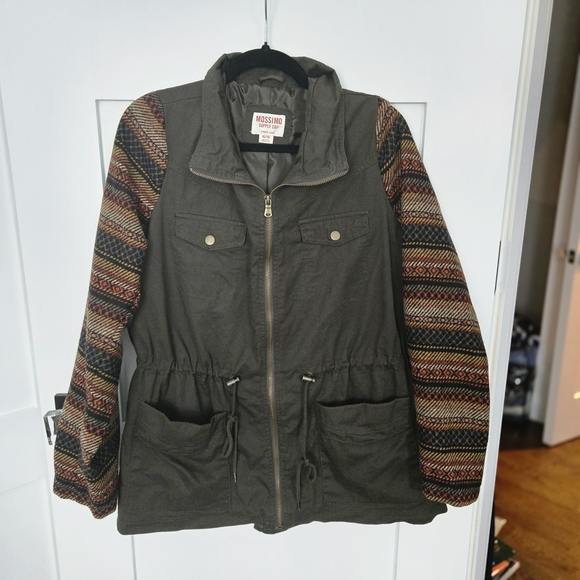 Mossimo Supply Co. Jackets & Blazers - Mossimo Supply Co. Women's Olive Utility Jacket with Patterned Sleeves Size XL